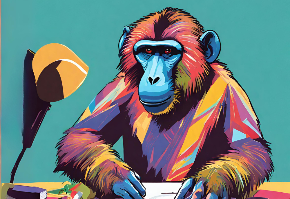 Monkey drawing a picture